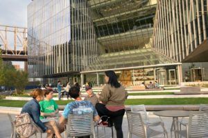 Cornell Tech students connect on campus.