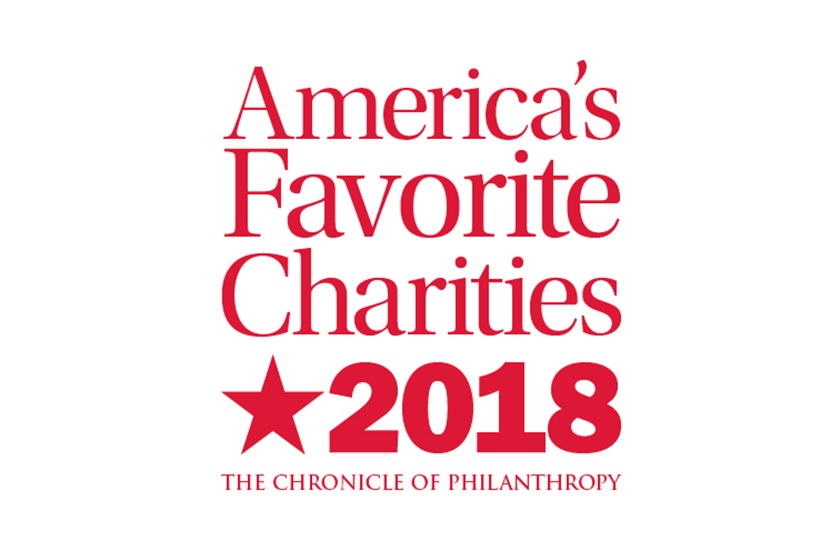 Graphic saying: America's Favorite Charities 2018: The Chronicle of Philanthropy
