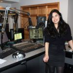 Veronica Perez '19, a WVBR DJ, in the Collegetown studio.