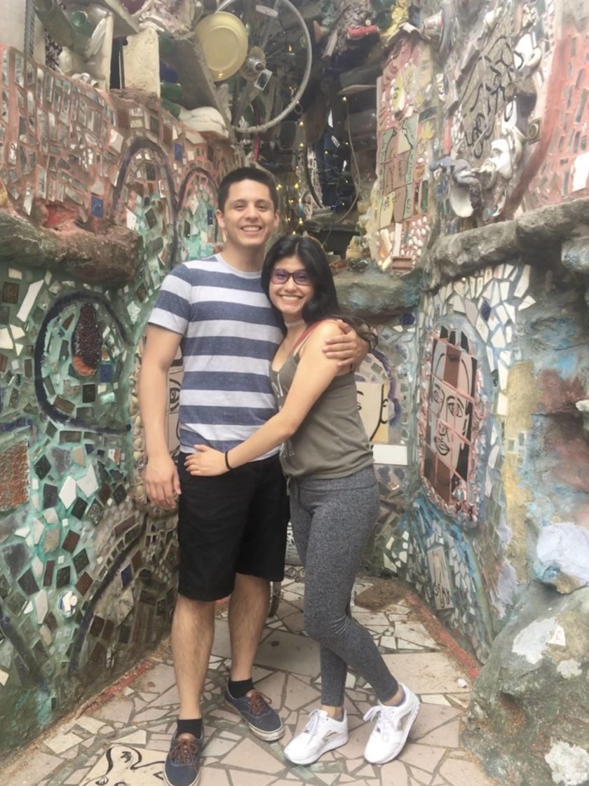 Scanapieco and girlfriend Alison Valbuena, Class of 2020, at Magic Gardens, in Philadelphia. 