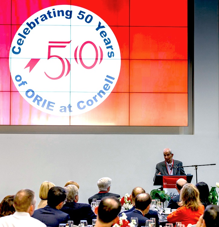 Professor Emeritus Narahari Uma Prabhu speaking at the 2016 Operations Research and Information Engineering (ORIE) 50th Anniversary Celebration Gala Dinner.