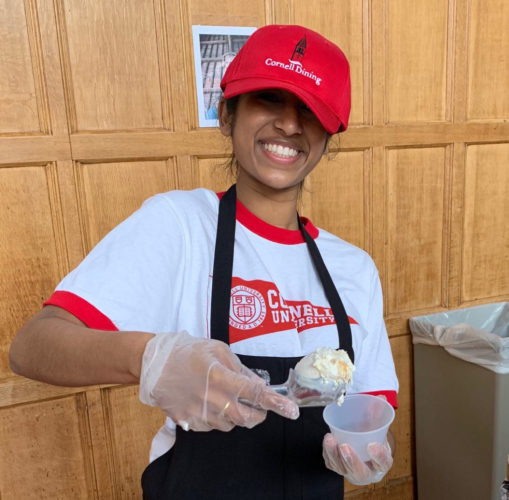 A volunteer scooper shared Big Red Philanthro-pie ice cream with the crowd.