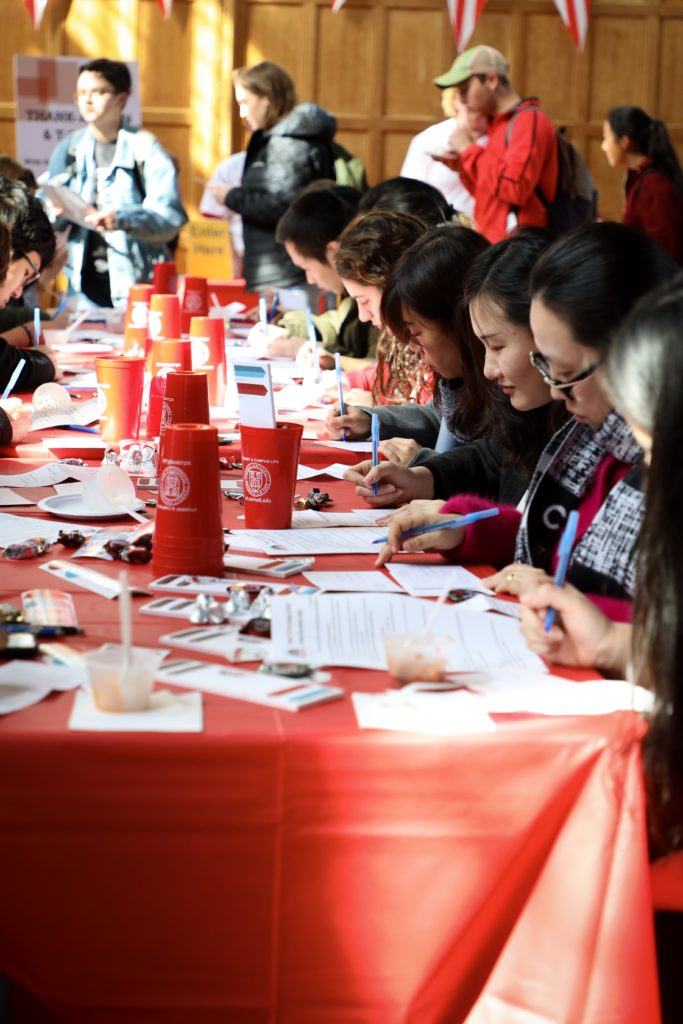 Students gathered at tables in Willard Straight Hall to express their personal thanks. 