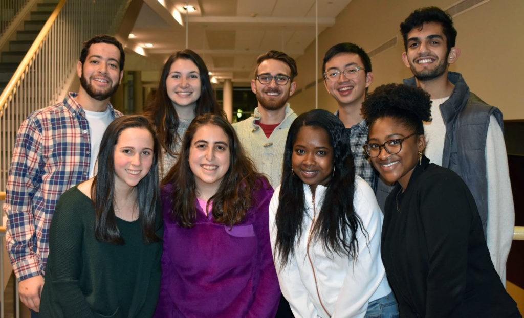 SCC executive board members: (top row, left to right) Will Gusick, Caitlin Sweeney, Sam Markiewitz, Dustin Liu, Sameer Nanda; (bottom row, left to right) Allison Wild, Molly Pushner, Kathie Duperval, Alyssa Watson