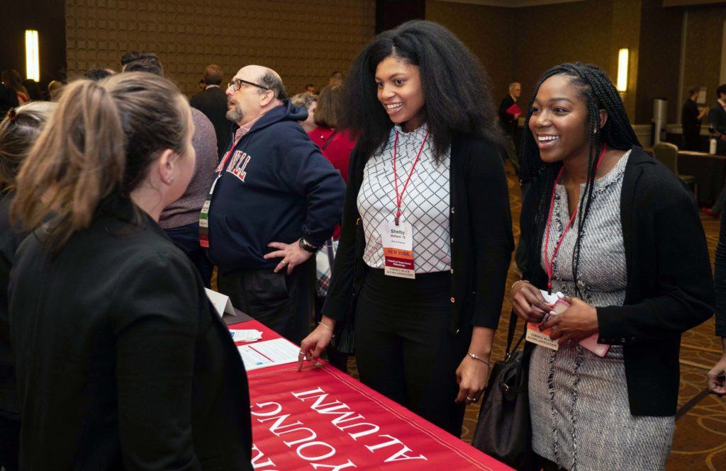 Shelby Holland ’18 and Kennedi Williams-Libert ’17 at the Cornell Alumni Leadership Conference in February 2019.