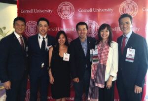 Becky with alumni from Hong Kong at the Cornell Asia Leadership Conference in Bangkok in 2019 (L to R): Greg Yu ’99, Derek Ting ’98, Becky, Stanley Sun ’00, Alice Chan ’01, Raymond Kwok ’02
