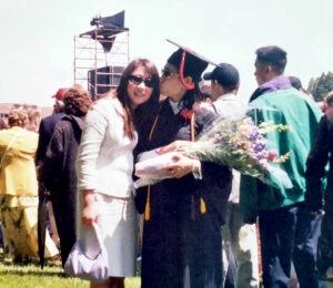 Michell (left) celebrates Becky’s Cornell graduation in 2002
