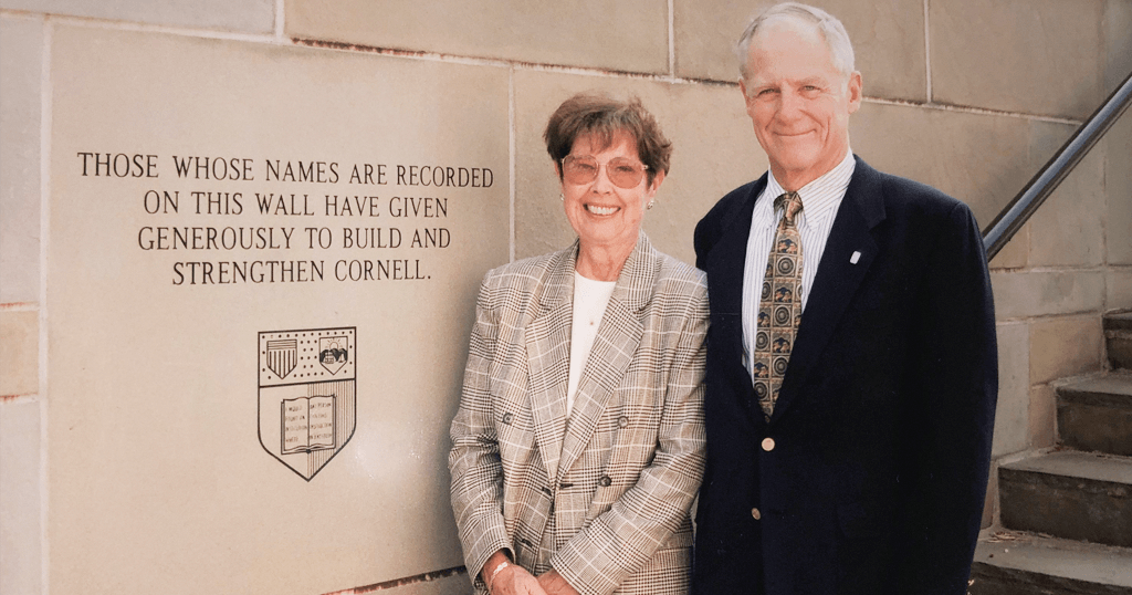 Mibs Follett and Don Follett pose for a picture in 1998