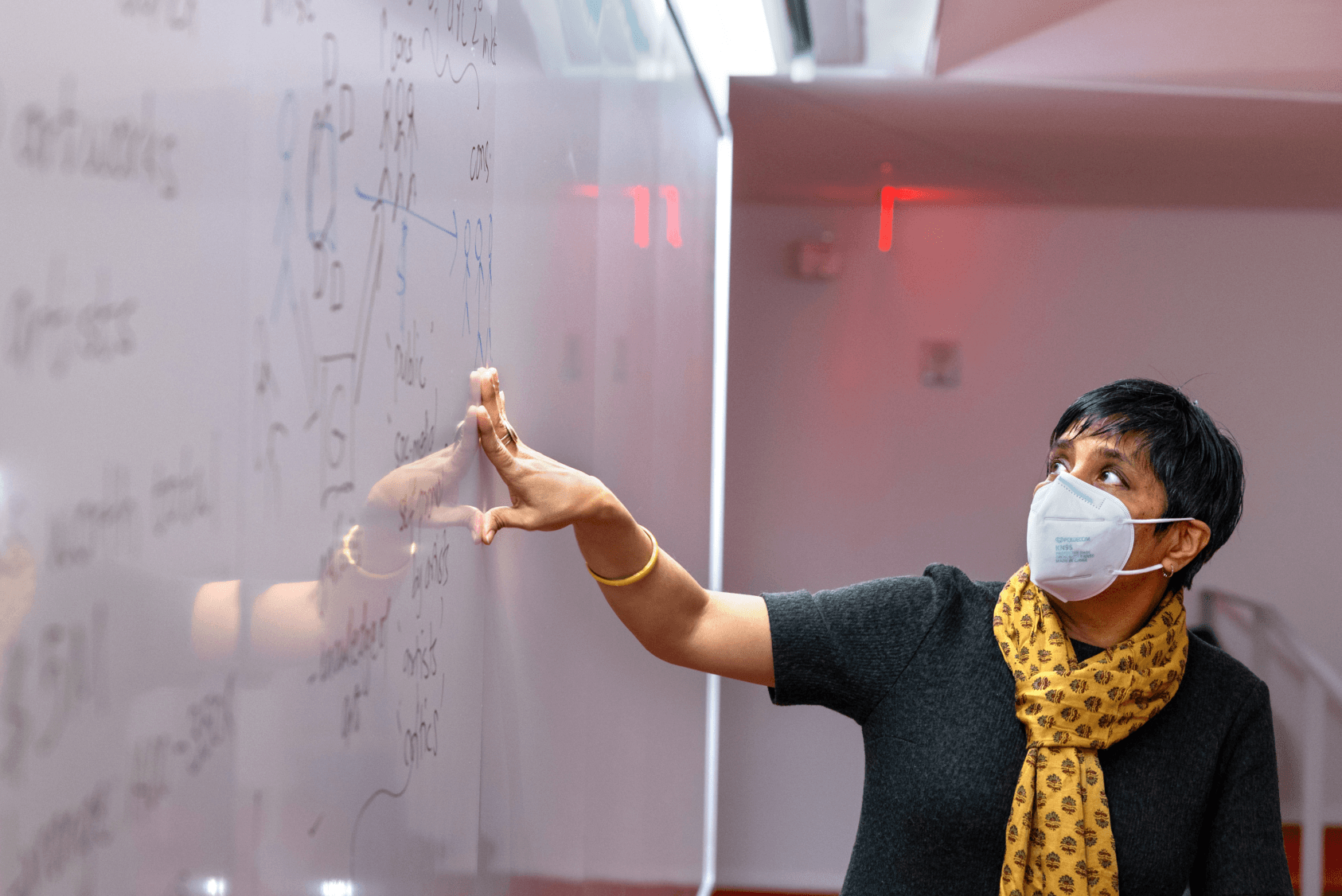 Mukti Khaire teaches a class on the Cornel Tech campus in New York City