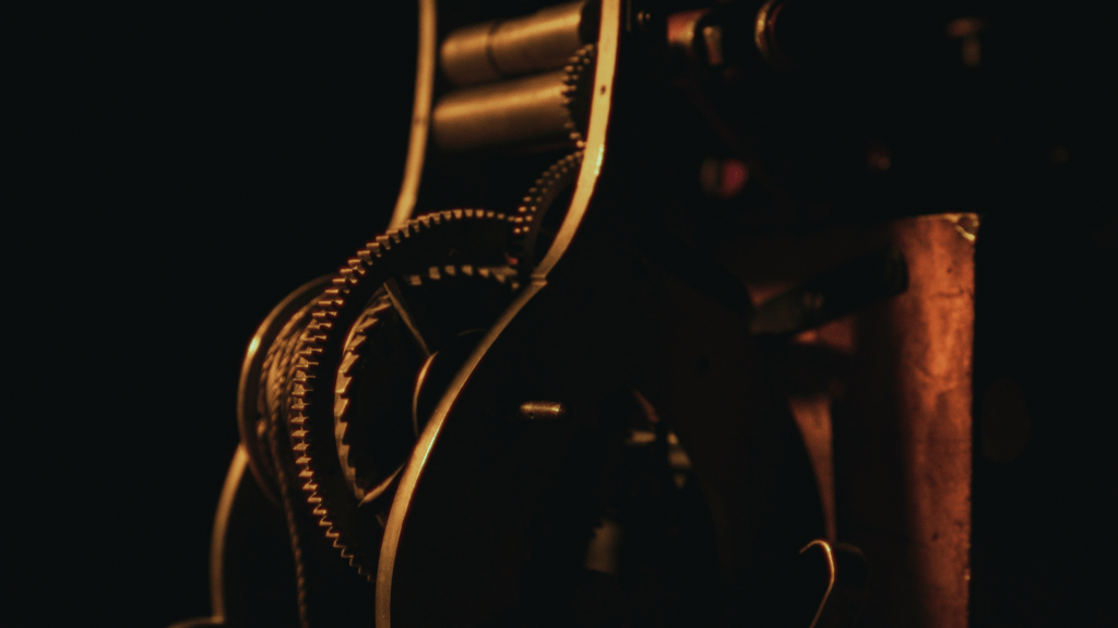 gears of a telegraph receiver in low light