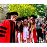 Cornell graduation 2023: (L to R) Enrique Vila-Biaggi '94, MEng '95, P '20, '23, '27; Paola Diaz ’23; Eleni Gianulis ’23; and Enrique’s daughter Veronica Vila ’23, MEng ‘24