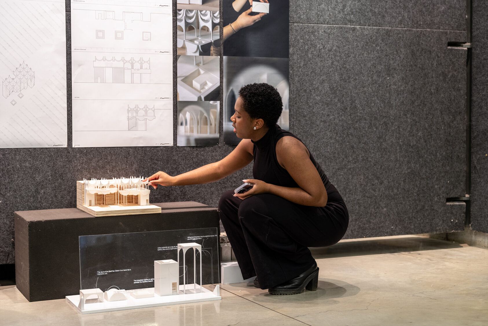 Krystal Vernon (B.Arch. '28) during final architecture reviews, spring 2024.