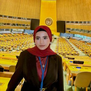 Mursal in the UN Assembly Hall at the UN headquarters in NYC