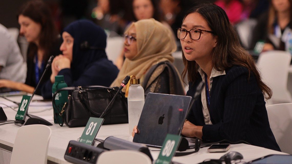 ynthia Tan '26 at the 28th Conference of the Parties to the United Nations Framework Convention of Climate Change (COP28).