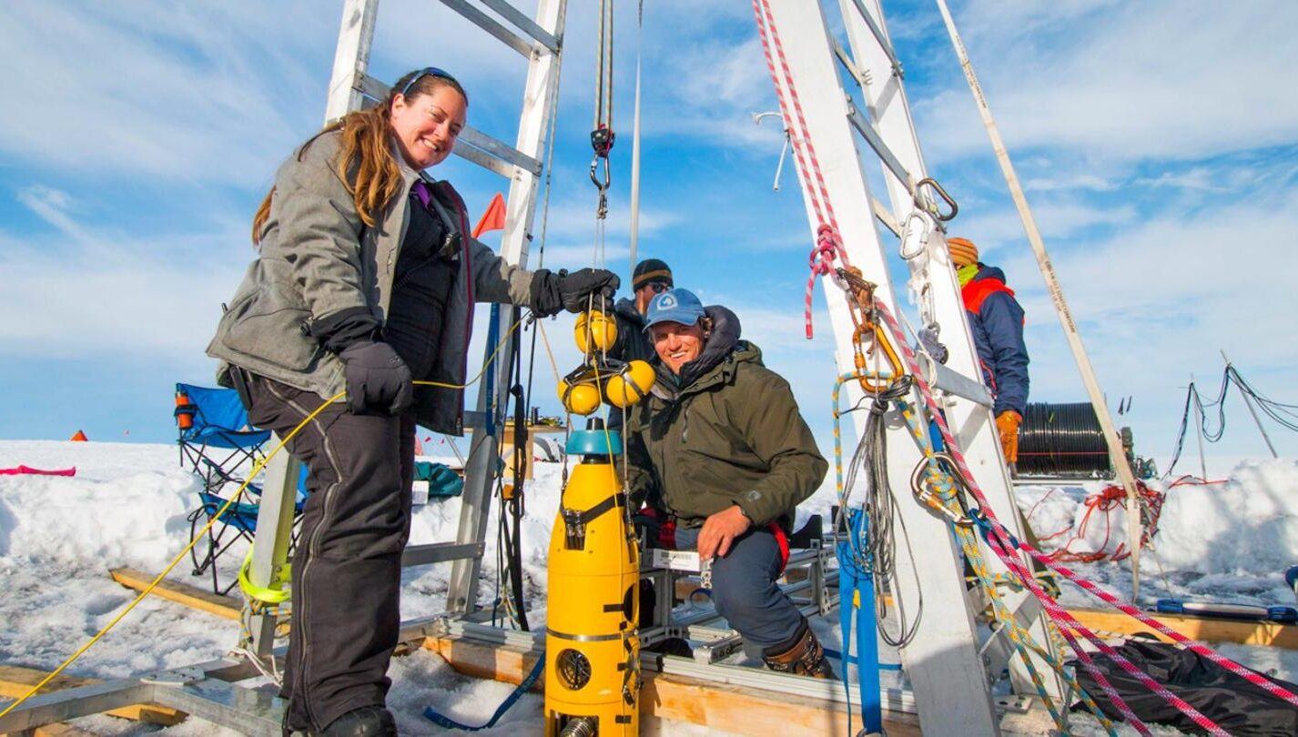 Britney Schmidt lowering robotic oceanographer