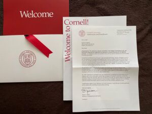 David’s Cornell acceptance letter