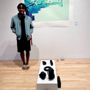 David in Tjaden Gallery at Cornell with his 3-D printed sculptures