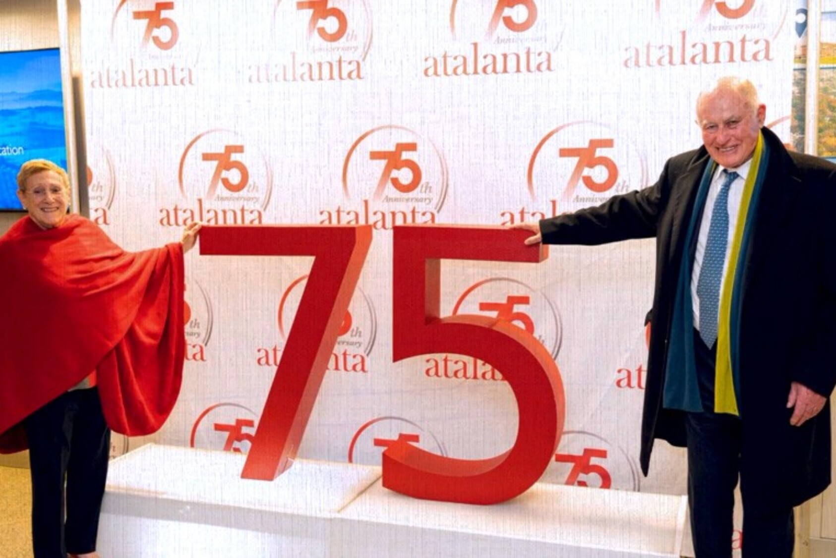 Barbara and George Gellert celebrate the 75th anniversary of Atalanta Corporation.