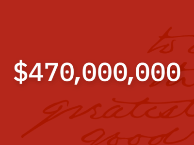 card depicting the text $470,000,000