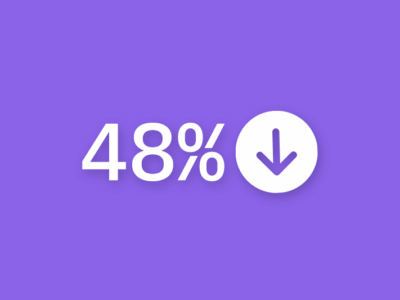 card depicting the text 48% followed by a down arrow