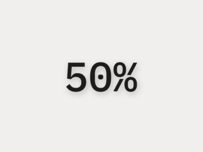 card depicting the text 50%