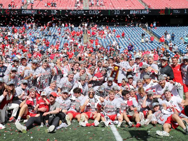 No. 1 Cornell men's lacrosse defeats No. 2 Maryland 13-10 Monday, May 26 at Gillette Stadium for its first NCAA Championship since 1977 and fourth in program history