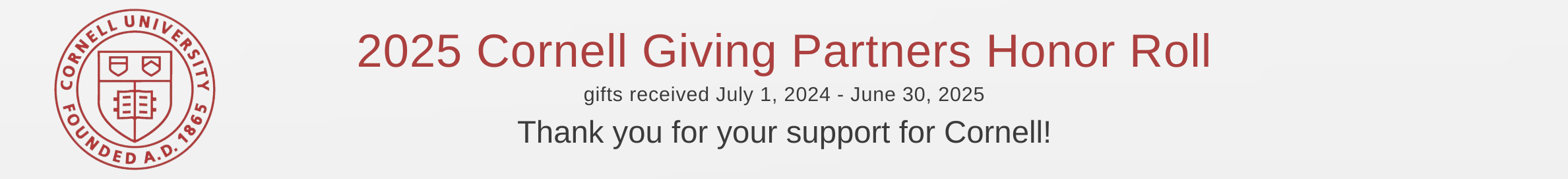 Cornell Giving Partners Honor Roll banner