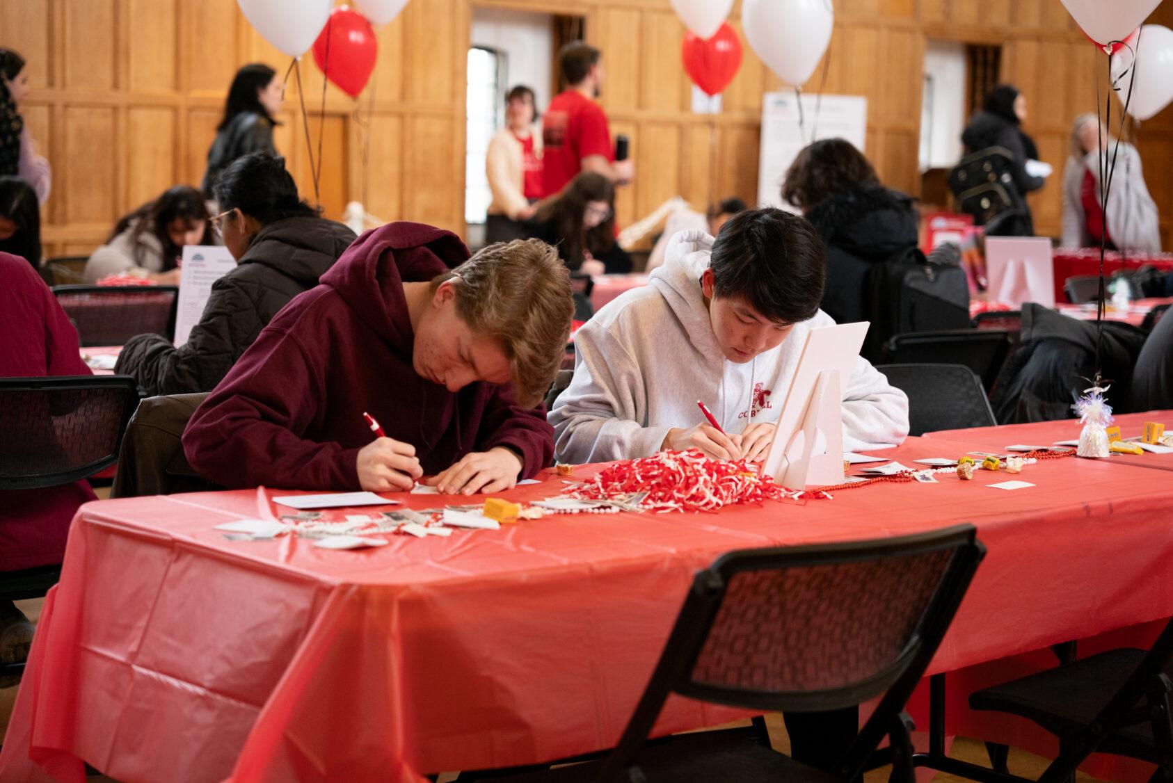 Students wrote postcards to thank donors for their Giving Day contributions.